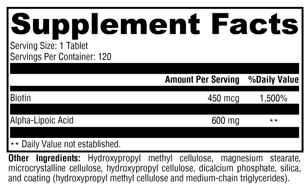 ALAmax™ CR 120 Tablets Supplement Facts