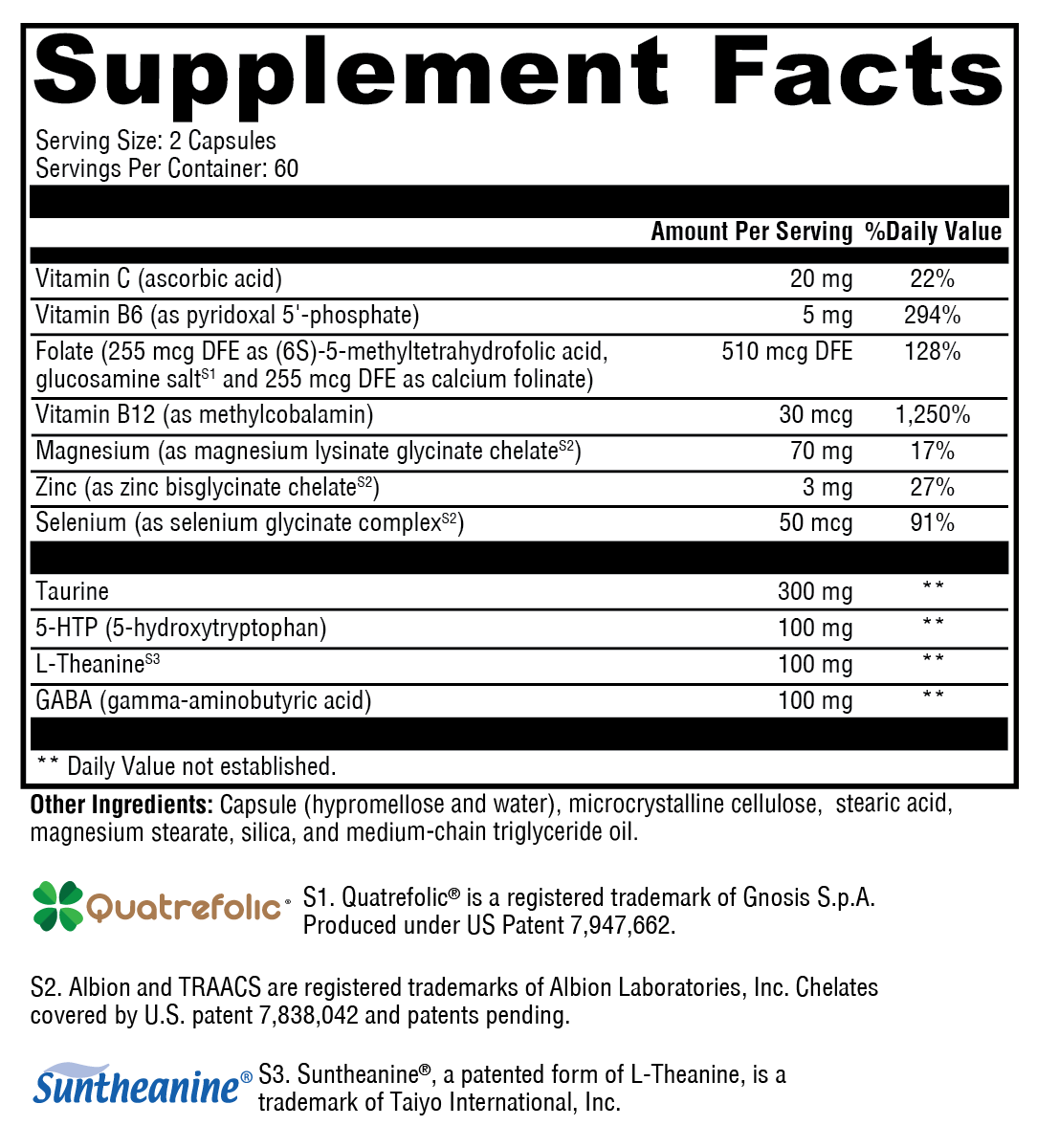 Mood Food™ ES 120 Capsules Supplement Facts
