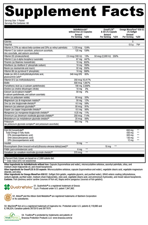 ActivEssentials™ with OncoPLEX™ & D3 60 Packets Supplement Facts