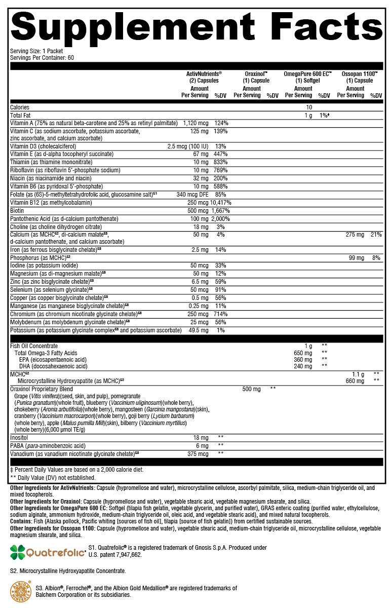 ActivEssentials™ for Women 60 Packets Supplement Facts
