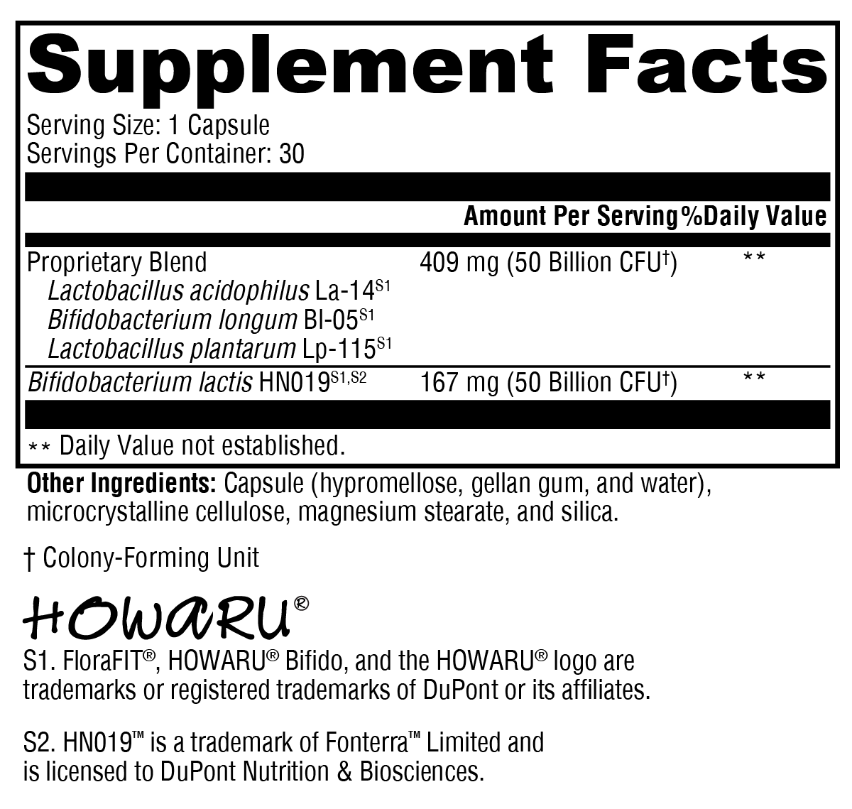 ProbioMax® Daily 100B 30 Capsules Supplement Facts