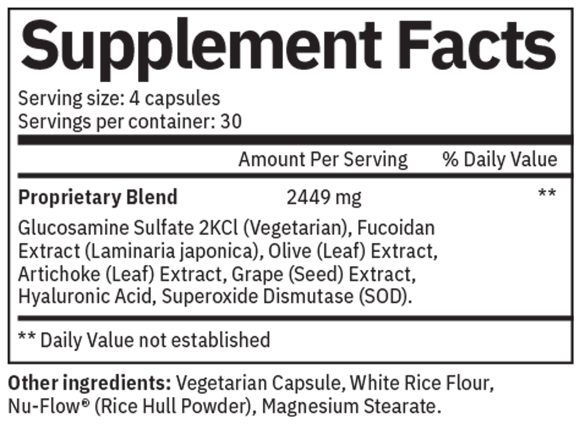 EndocalyxPro 120 Capsules Supplement Facts