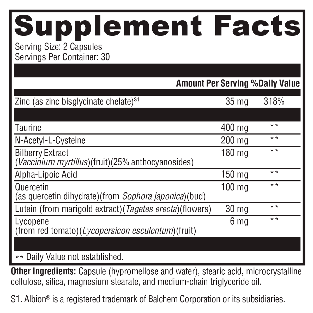 I-Sight™ 60 Capsules Supplement Facts