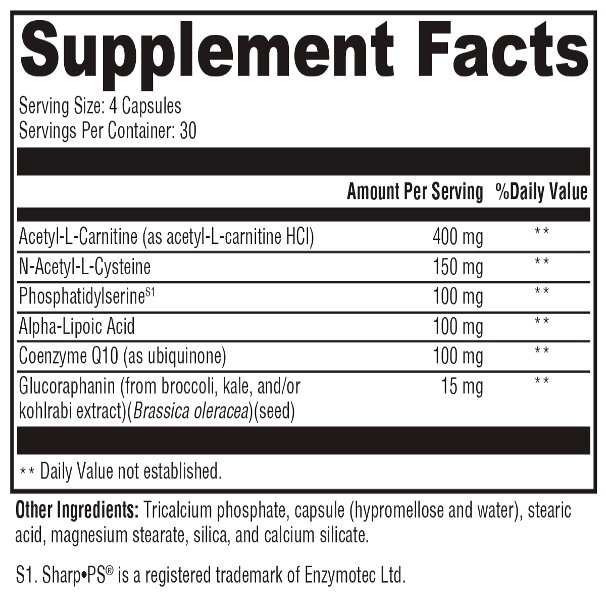 NeuroActives™ BrainSustain™ 120 Capsules Supplement Facts